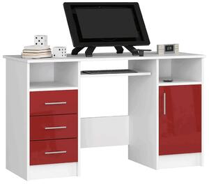 Biało-czerwone biurko z szufladami połysk - Delian 4X
