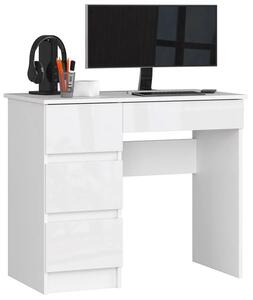Białe biurko z szufladami połysk - Nersta 3X