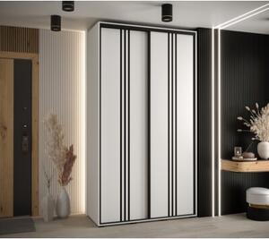 Szafa przesuwna wysoka Davos 6 140, gł. 60 cm biały + biały + czarny
