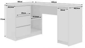 Białe duże biurko narożne z szufladami i szafką lewostronne - Osmen 3X
