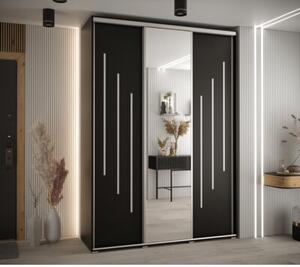 Szafa przesuwna wysoka Davos 9 170, gł. 60 cm czarny + czarny + srebrny