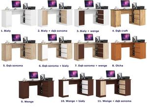 Narożne biurko komputerowe i gamingowe z szufladami dąb sonoma + wenge prawostronne - Osmen 4X