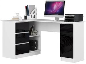 Narożne biurko biurowe biały + czarny połysk lewostronne - Osmen 5X