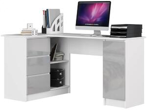 Narożne biurko biały + metalik połysk lewostronne - Osmen 5X