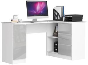 Narożne biurko komputerowe biały + metalik połysk prawostronne - Osmen 6X