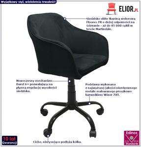 Czarny welurowy fotel obrotowy - Levros