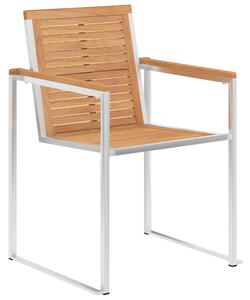 Krzesła ogrodowe, 2 szt., lite drewno tekowe i stal nierdzewna