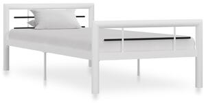 Rama łóżka, biało-czarna, metalowa, 90 x 200 cm