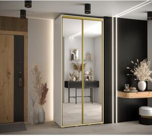 Szafa przesuwna wysoka Davos 2 110, gł. 60 cm biały + biały + złoty