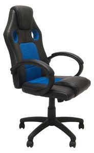 Czarno-niebieski fotel obrotowy regulowany - Iveros