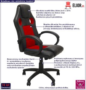 Czarno-czerwony fotel obrotowy do pracy i grania - Iveros