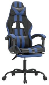 Obrotowy fotel gamingowy z podnóżkiem, czarno-niebieski