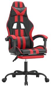 Obrotowy fotel gamingowy z podnóżkiem, czarno-czerwony