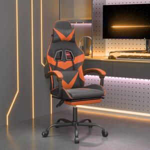 Fotel gamingowy z podnóżkiem, czarno-pomarańczowy