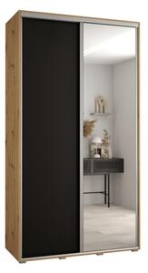 Szafa przesuwna wysoka Davos 3 140, gł. 60 cm artisan + czarny + srebrny