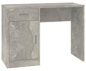 Biurko z szufladą i szafką, szarość betonu, 100x40x73 cm
