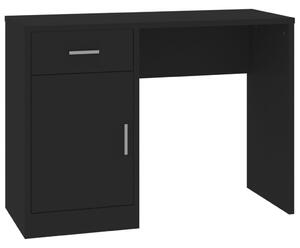 Biurko z szufladą i szafką, czarne, 100x40x73 cm