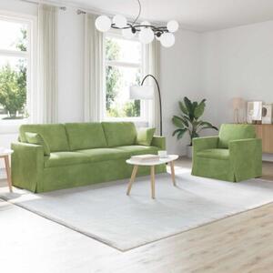 Modularna sofa aksamitna w kolorze jasnozielonym z czarnymi akcentami