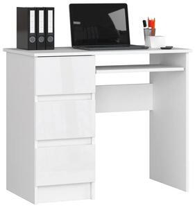 Białe klasyczne biurko z półkami połysk - Miren 5X