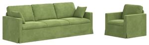 Modularna sofa aksamitna w kolorze jasnozielonym z czarnymi akcentami