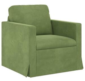 Modularna sofa aksamitna w kolorze jasnozielonym z czarnymi akcentami