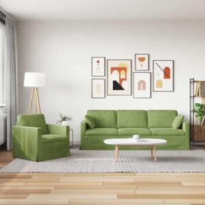 Modularna sofa aksamitna w kolorze jasnozielonym z czarnymi akcentami
