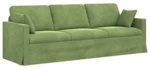Modularna sofa aksamitna w kolorze jasnozielonym z czarnymi akcentami
