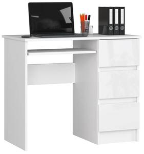 Białe klasyczne biurko z półkami i szufladą połysk - Miren 6X