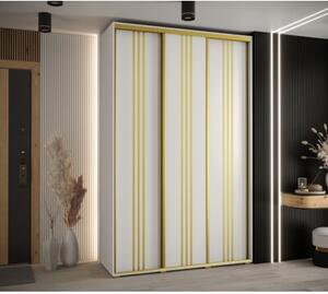 Szafa przesuwna wysoka Davos 6 160, gł. 60 cm biały + biały + złoty