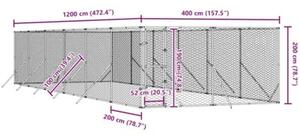 Kojec zewnętrzny dla psa, 4x12x2 m, stal galwanizowana