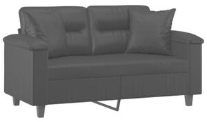 Sofa 2-osobowa z poduszkami, czarna, 120 cm, sztuczna skÃ³ra