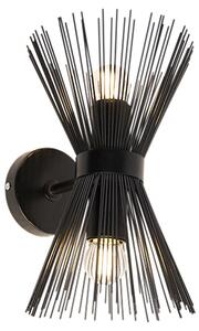 Kinkiet / Lampa scienna Art Deco czarny 2-punktowy - Miotła Oswietlenie wewnetrzne