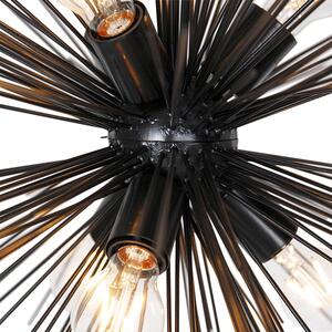 Lampa wisząca Art Deco czarna 6-punktowa - Miotła Oswietlenie wewnetrzne
