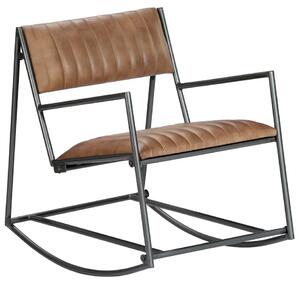 Jasno brązowy fotel bujany ze skóry naturalnej do salonu -Tono