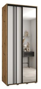 Szafa przesuwna wysoka Davos 7 110, gł. 60 cm artisan + biały + czarny
