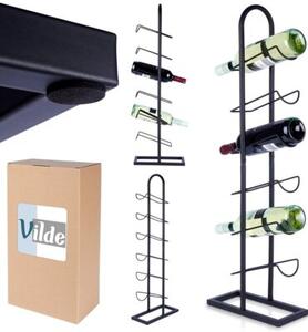 Stojak na wino metalowy czarny 6 butelek 27x13x84,5 cm
