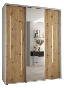 Szafa przesuwna wysoka Davos 9 200, gł. 60 cm biały + artisan + srebrny