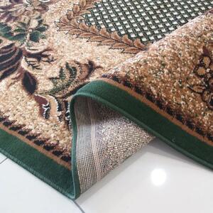 Brązowo-zielony prostokątny dywan w kwiaty - Biter