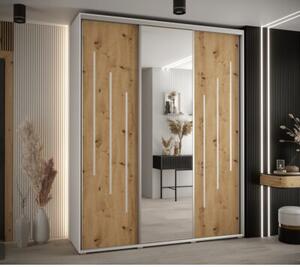 Szafa przesuwna wysoka Davos 9 200, gł. 60 cm biały + artisan + srebrny