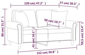 Sofa 2-osobowa z poduszkami, Å¼Ã³Åta, 120 cm, aksamit
