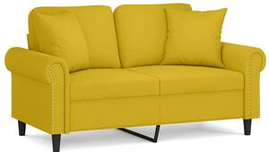Sofa 2-osobowa z poduszkami, Å¼Ã³Åta, 120 cm, aksamit