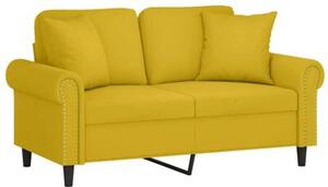 Sofa 2-osobowa z poduszkami, Å¼Ã³Åta, 120 cm, aksamit