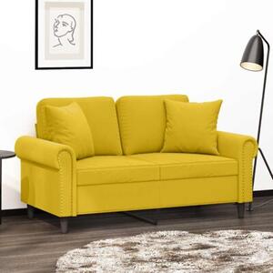 Sofa 2-osobowa z poduszkami, Å¼Ã³Åta, 120 cm, aksamit