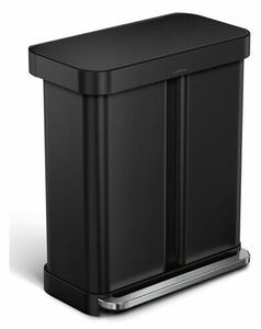 Simplehuman Prostokątny kosz na pedały z kieszeniąna torbę 34 + 24 l, czarny