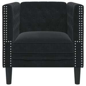 Fotel chesterfield, czarny, tapicerowany aksamitem