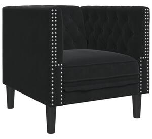 Fotel chesterfield, czarny, tapicerowany aksamitem