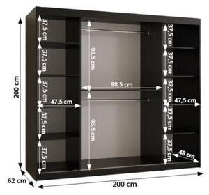Szafa przesuwna z lustrem Garderoba Abiks BAHRAJN 2 200 czarny 1 szt