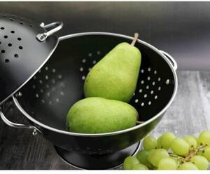 Durszlak cedzak sitko sito 24cm ze stali nierdzewnej czarny BRUNBESTE