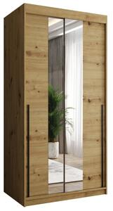 Szafa przesuwna z lustrem Garderoba SIMA T1 100 artisan + u. czarny