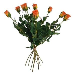 Sztuczna kwiat Róża pomarańczowa, 64 cm, 9 sztuk